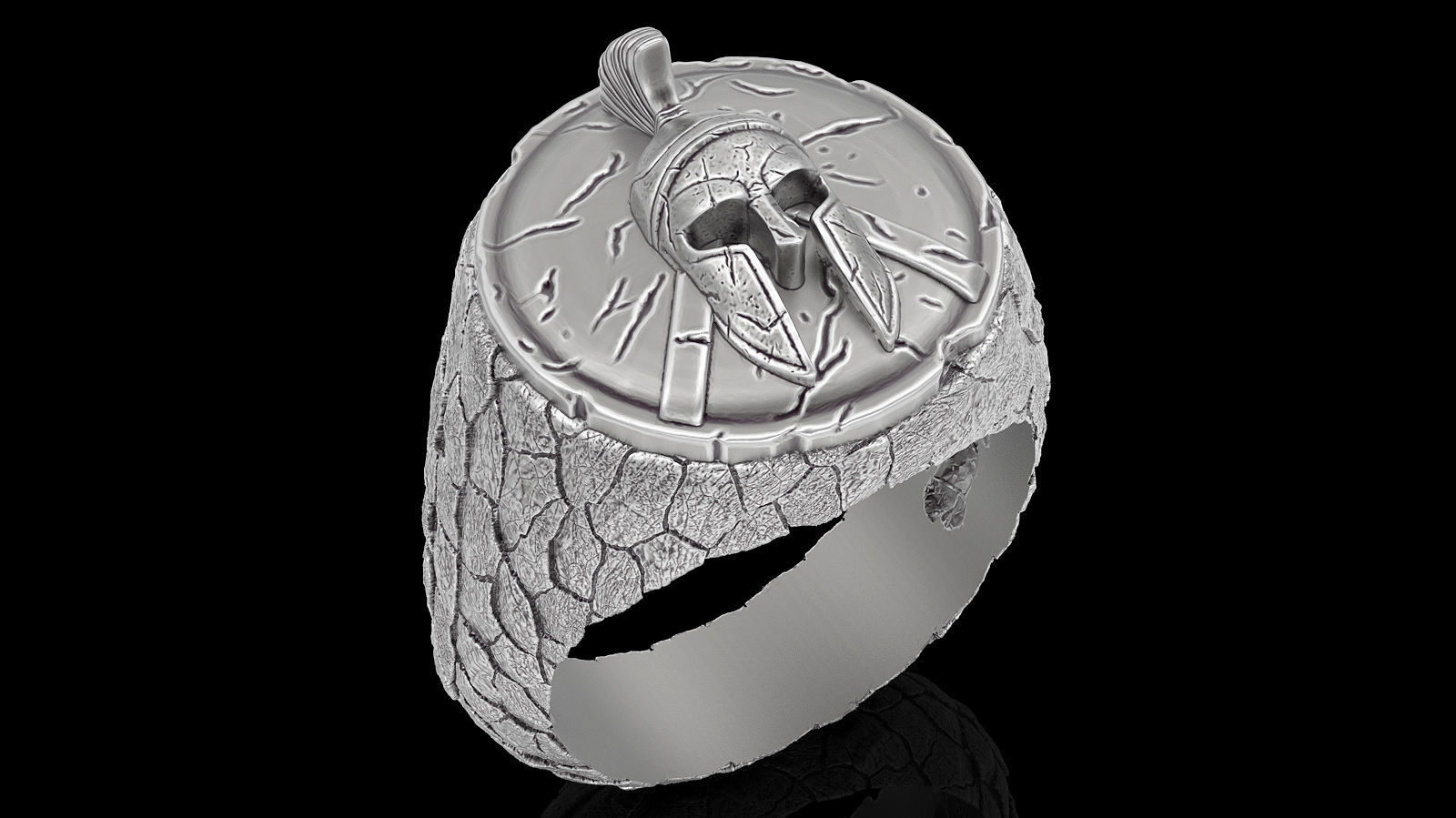 Spartacus rock ring silver gold jewelry printable 3D model 3D print model_2