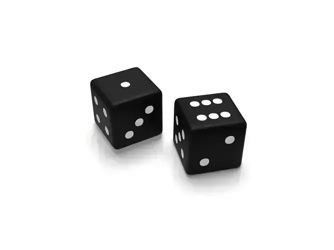 A uniqe dice in black and white