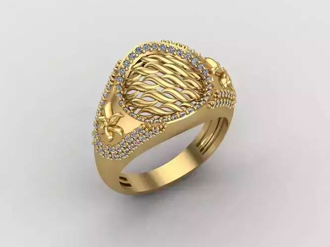 Women Ring With Stone Diamond Ready STL 3DM Models Womens Rings