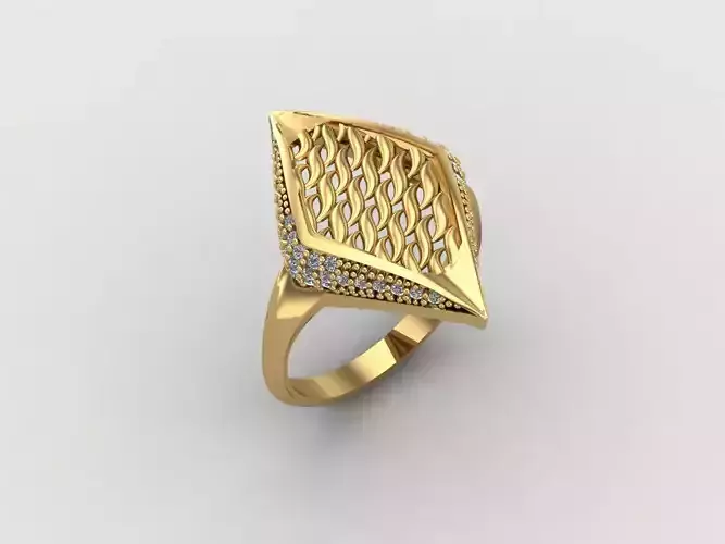 Women Ring With Stone Diamond Ready STL 3DM Models Womens Rings