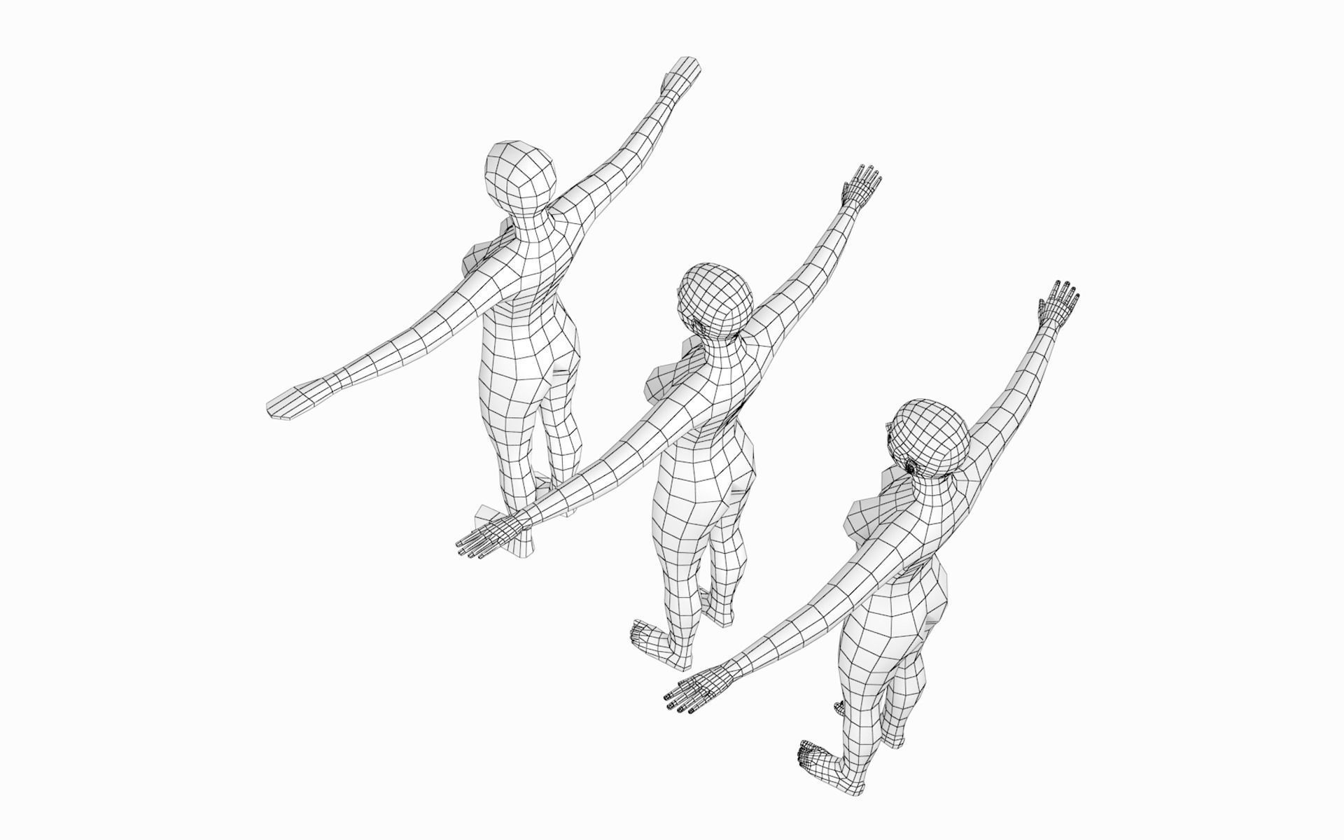 Natural Female and Male in T-Pose Base Mesh BUNDLE 3D model_6