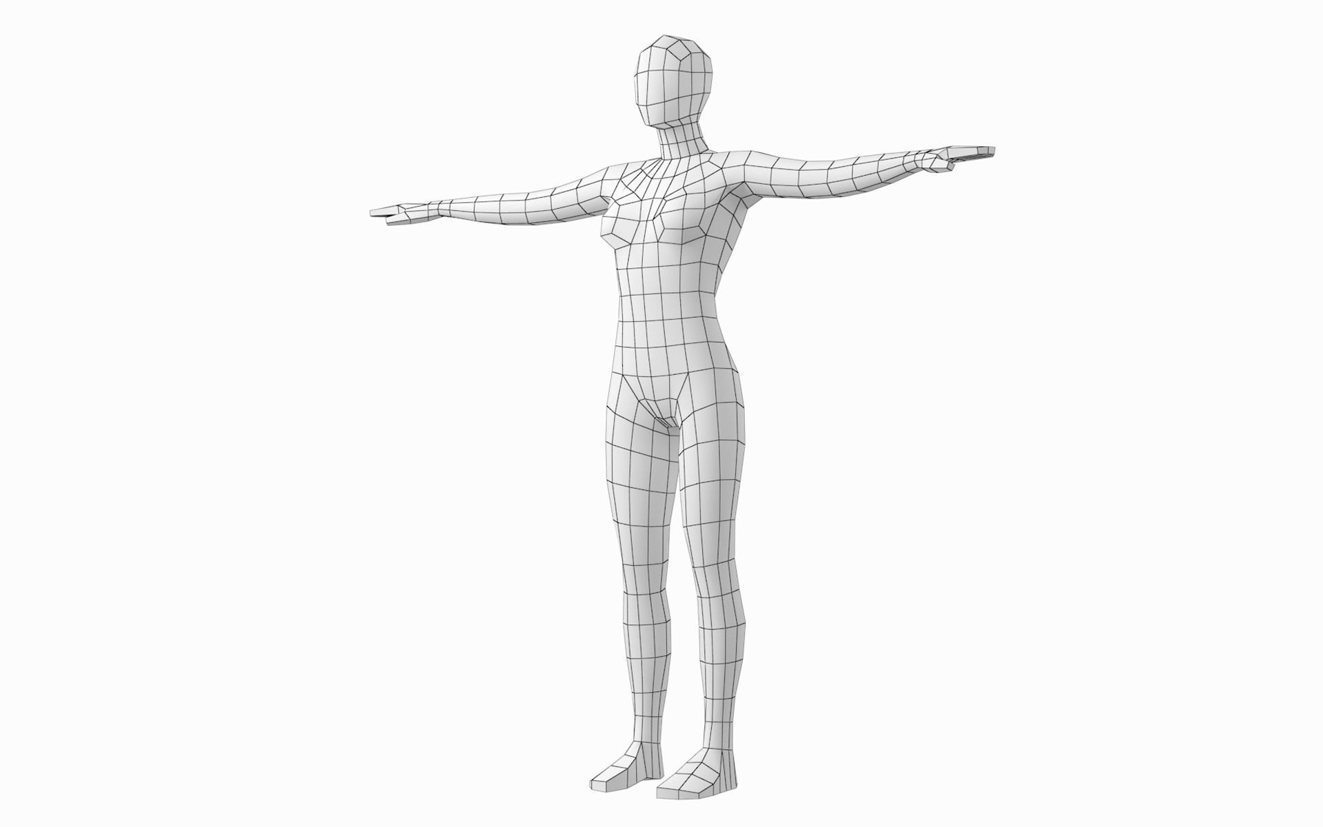 Natural Female and Male in T-Pose Base Mesh BUNDLE 3D model_21
