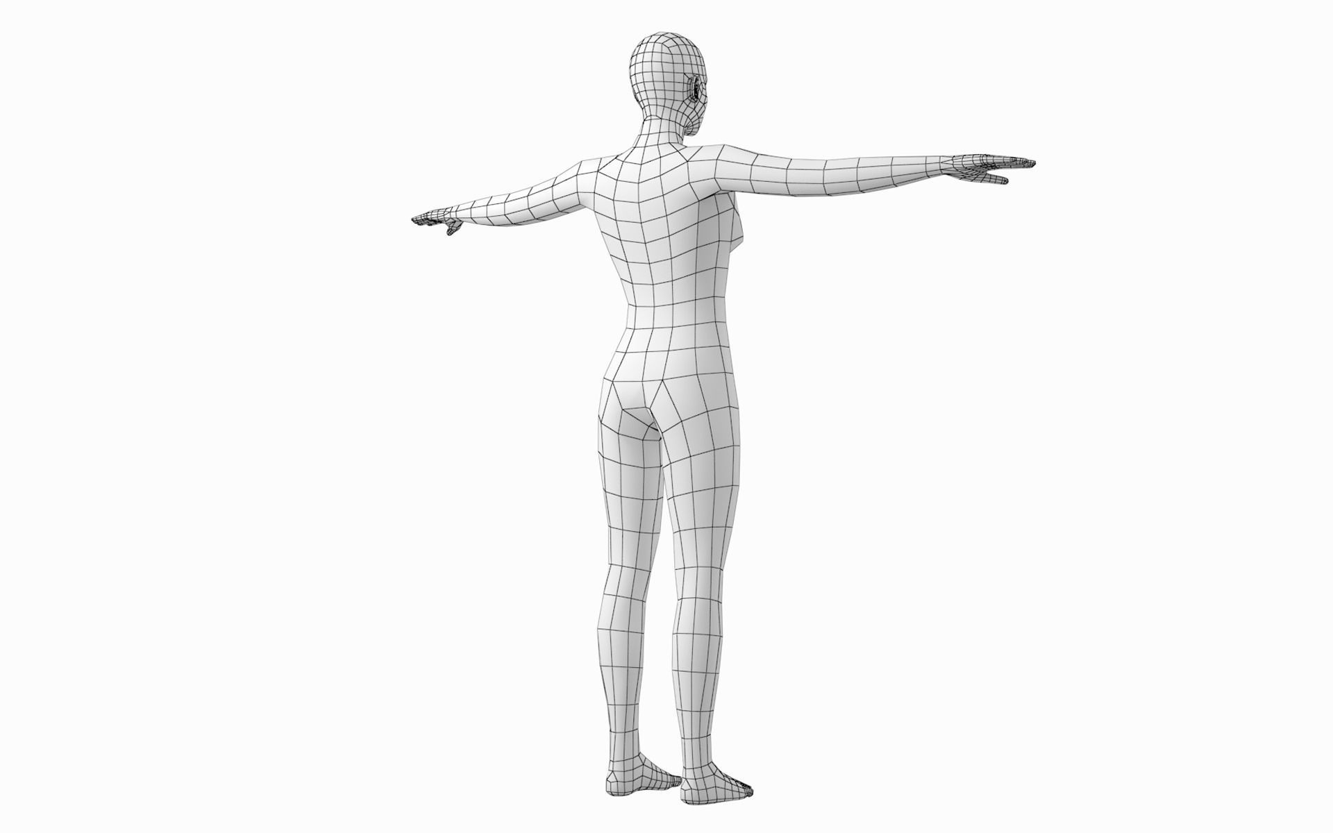 Natural Female and Male in T-Pose Base Mesh BUNDLE 3D model_29