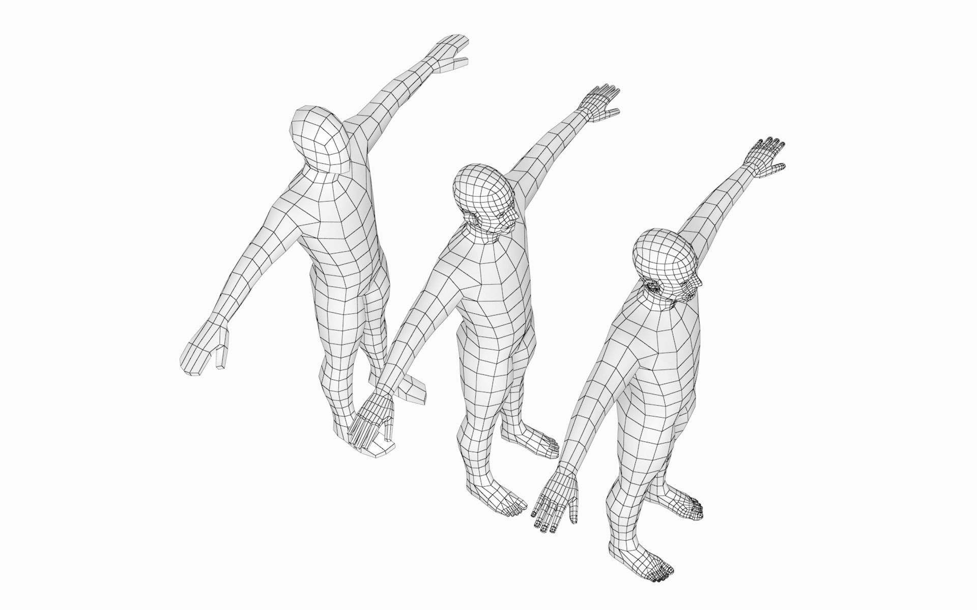 Natural Female and Male in T-Pose Base Mesh BUNDLE 3D model_11