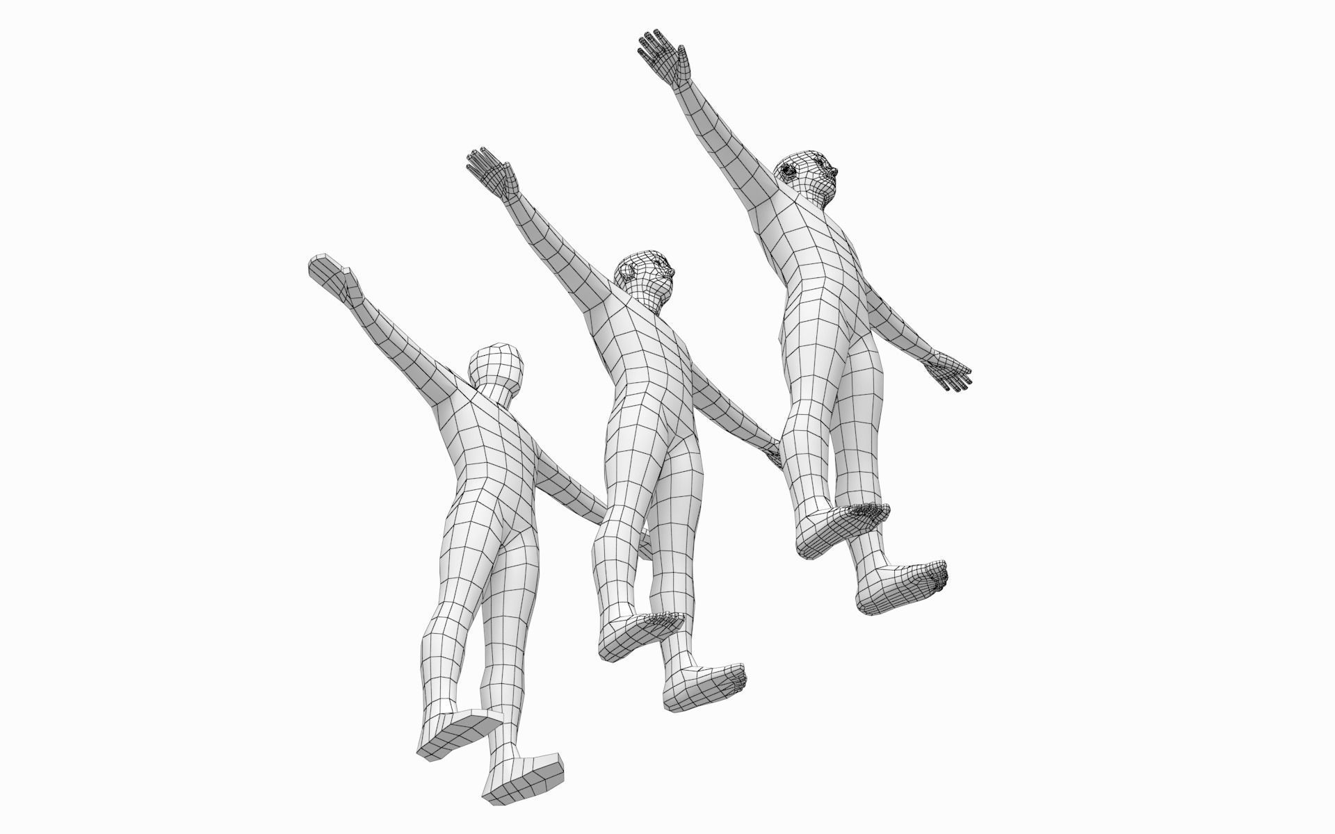 Natural Female and Male in T-Pose Base Mesh BUNDLE 3D model_13