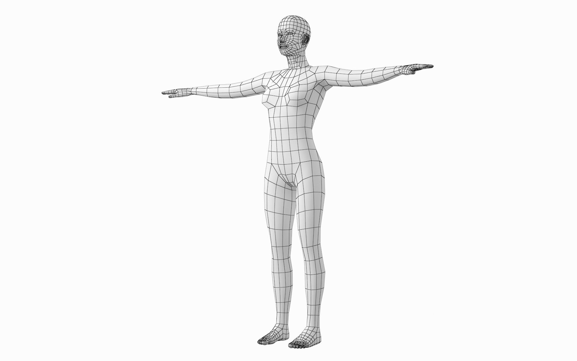 Natural Female and Male in T-Pose Base Mesh BUNDLE 3D model_23