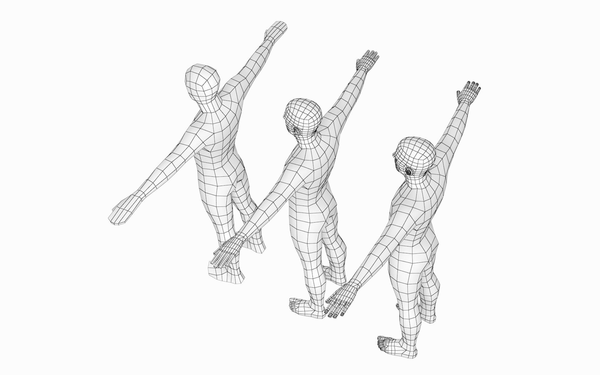 Natural Female and Male in T-Pose Base Mesh BUNDLE 3D model_12