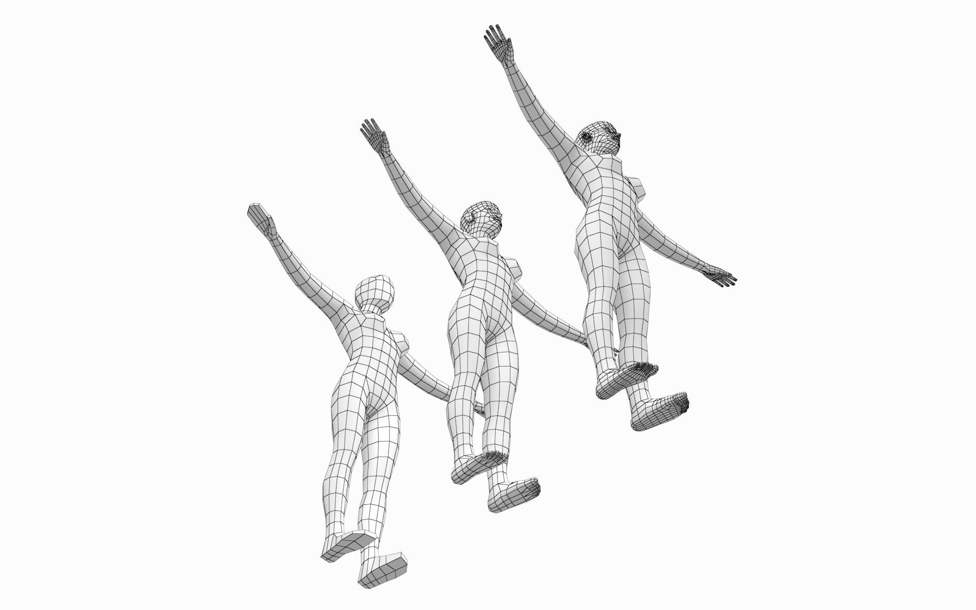 Natural Female and Male in T-Pose Base Mesh BUNDLE 3D model_7