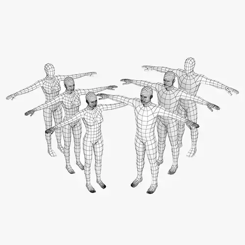 Natural Female and Male in T-Pose Base Mesh BUNDLE 3D model Natural Female and Male in T-Pose Base Mesh BUNDLE 3D model