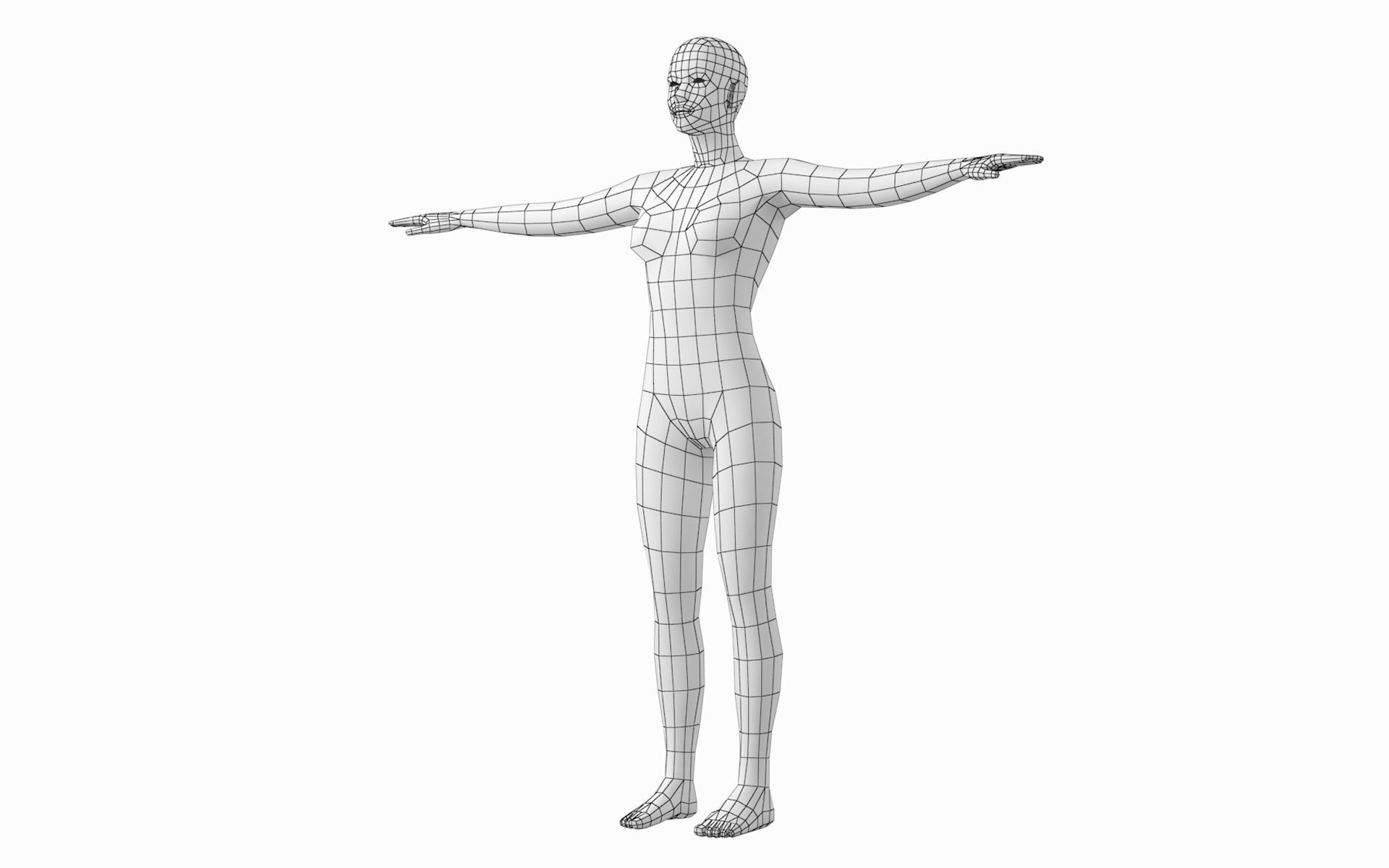 Natural Female and Male in T-Pose Base Mesh BUNDLE 3D model_22