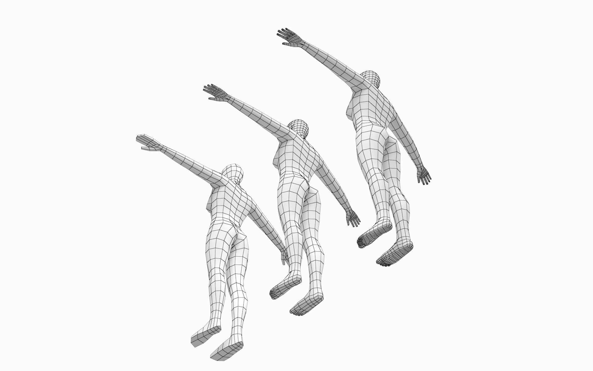 Natural Female and Male in T-Pose Base Mesh BUNDLE 3D model_8