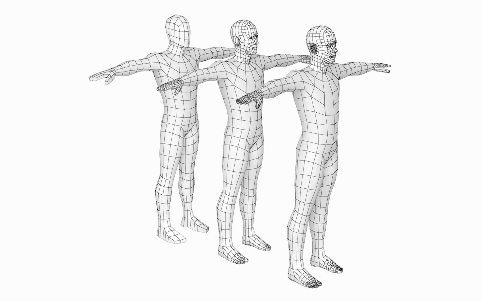 Natural Female and Male in T-Pose Base Mesh BUNDLE 3D model_9