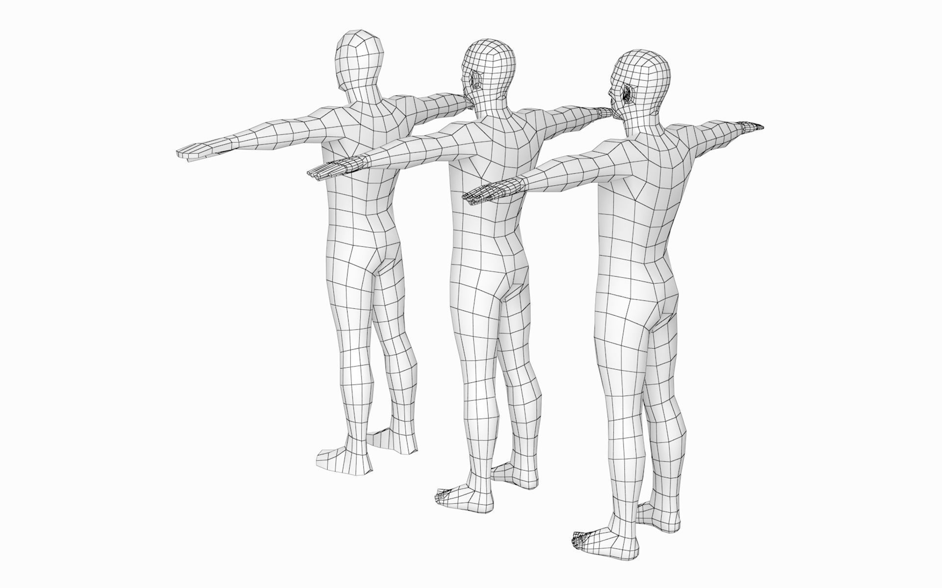 Natural Female and Male in T-Pose Base Mesh BUNDLE 3D model_10