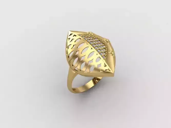 Women Ring With Stone Diamond Ready STL 3DM Models Womens Rings