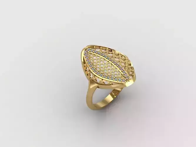Women Ring With Stone Diamond Ready STL 3DM Models Womens Rings