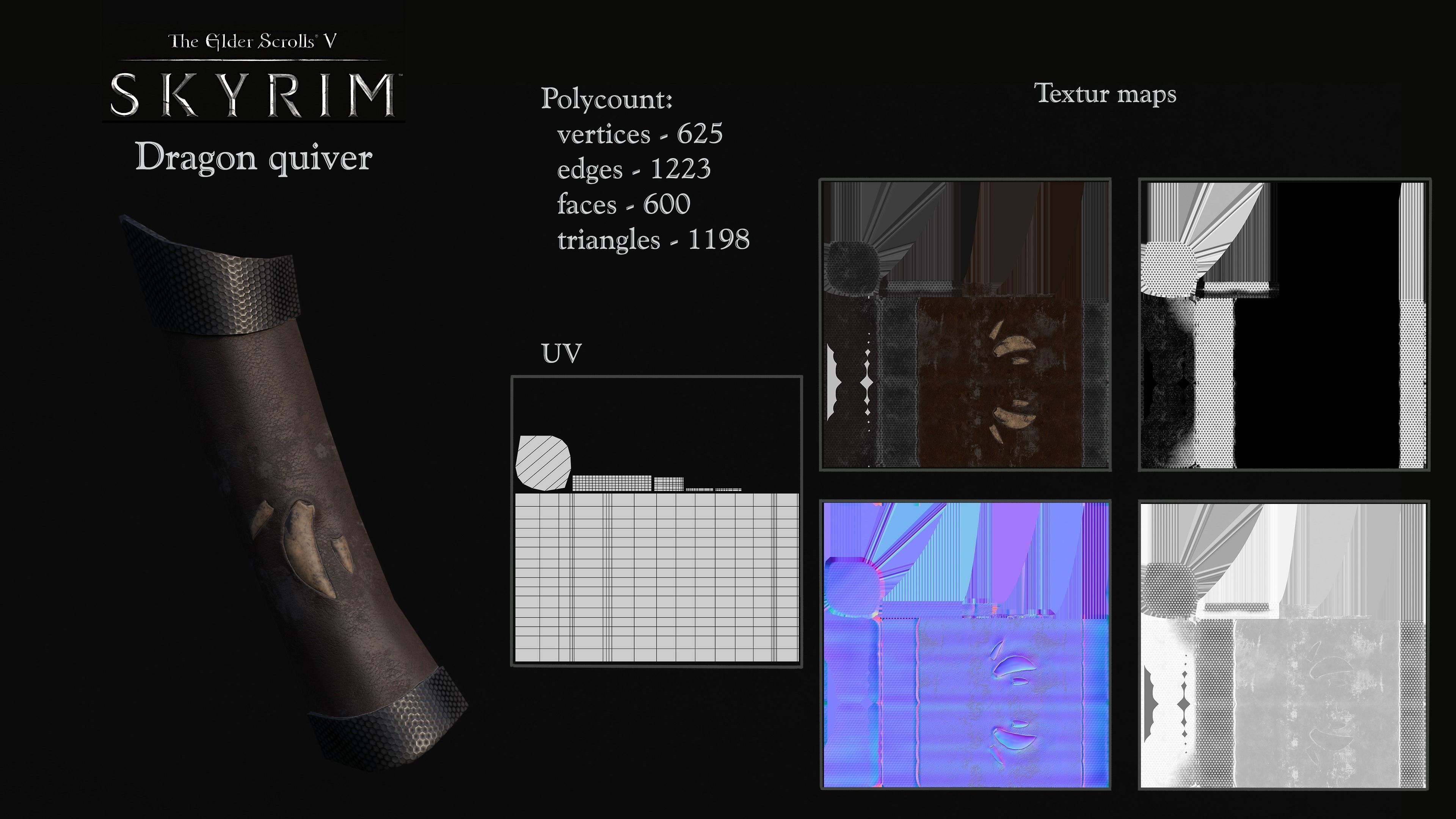 Skyrim Dragon Bon Weapon set Low-poly 3D model_15