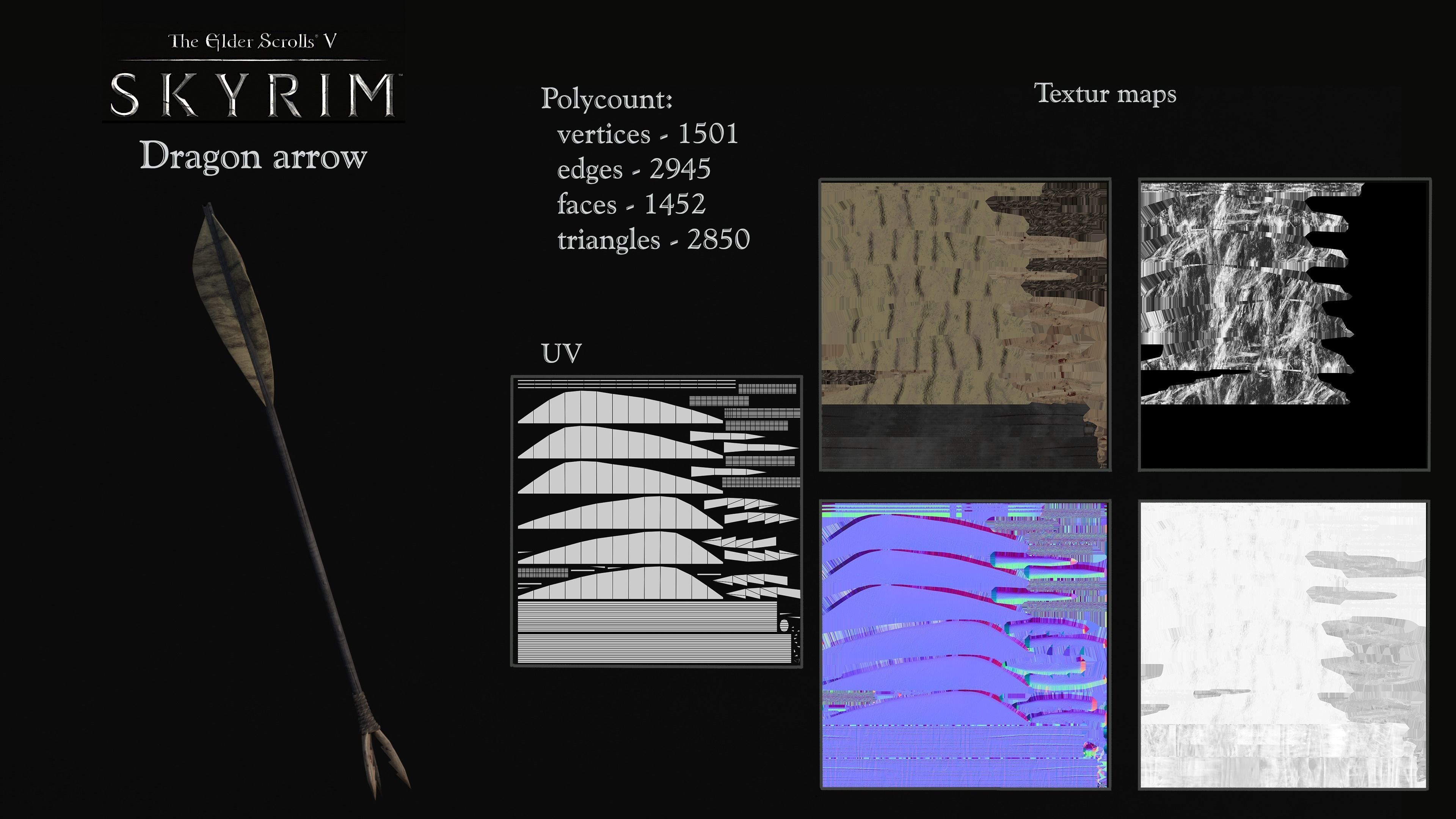 Skyrim Dragon Bon Weapon set Low-poly 3D model_16