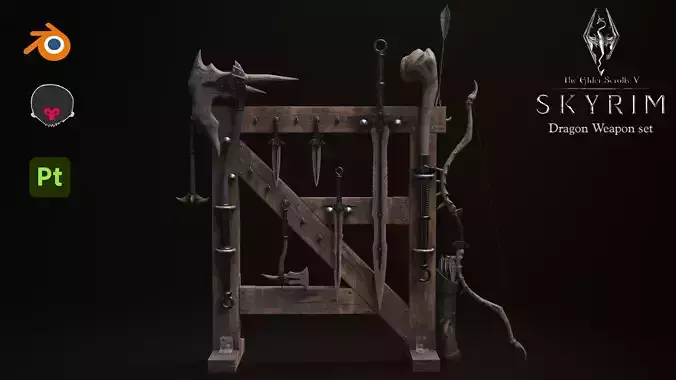 Skyrim Dragon Bon Weapon set