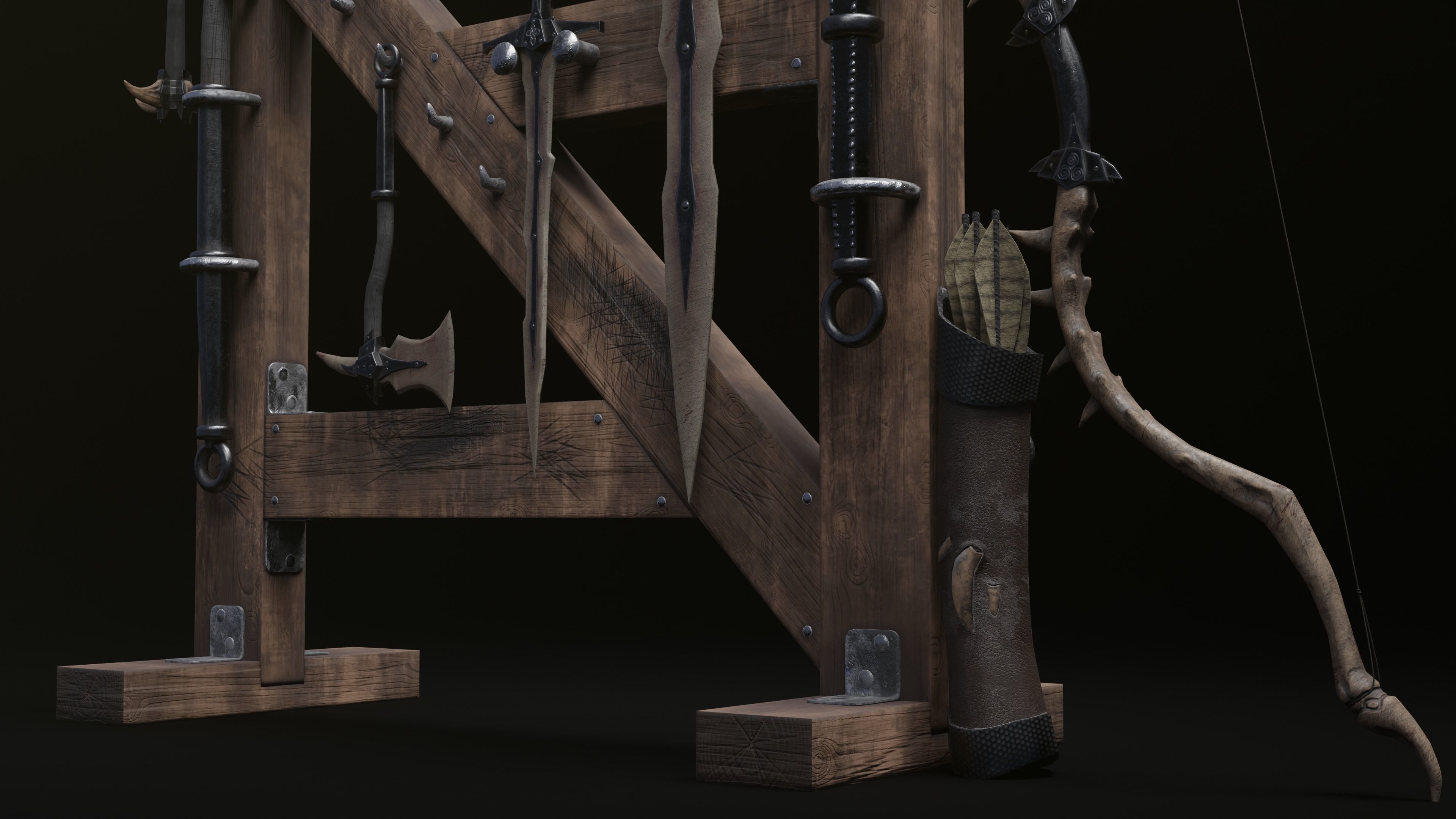 Skyrim Dragon Bon Weapon set Low-poly 3D model_4