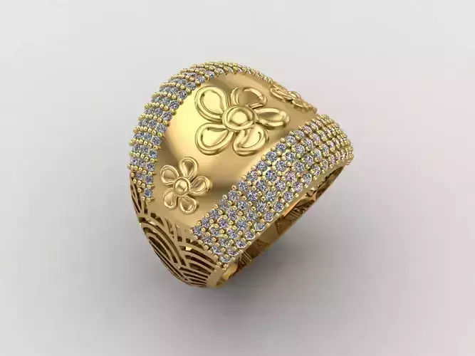 Women Ring With Stone Diamond Ready STL 3DM Models Womens Rings