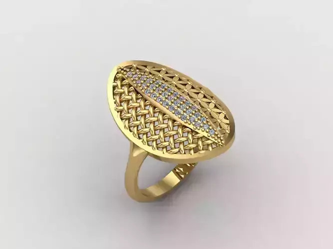 Women Ring With Stone Diamond Ready STL 3DM Models Womens Rings