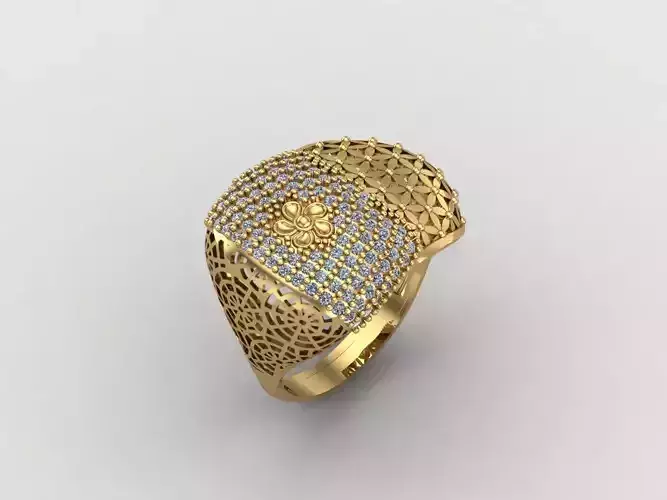 Women Ring With Stone Diamond Ready STL 3DM Models Womens Rings