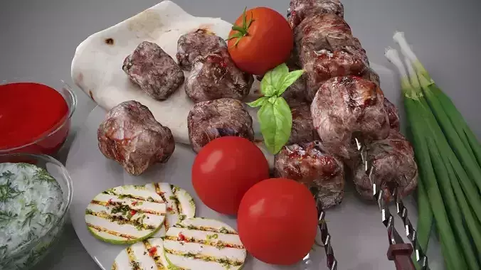 Grilled meat shashlik Barbecue