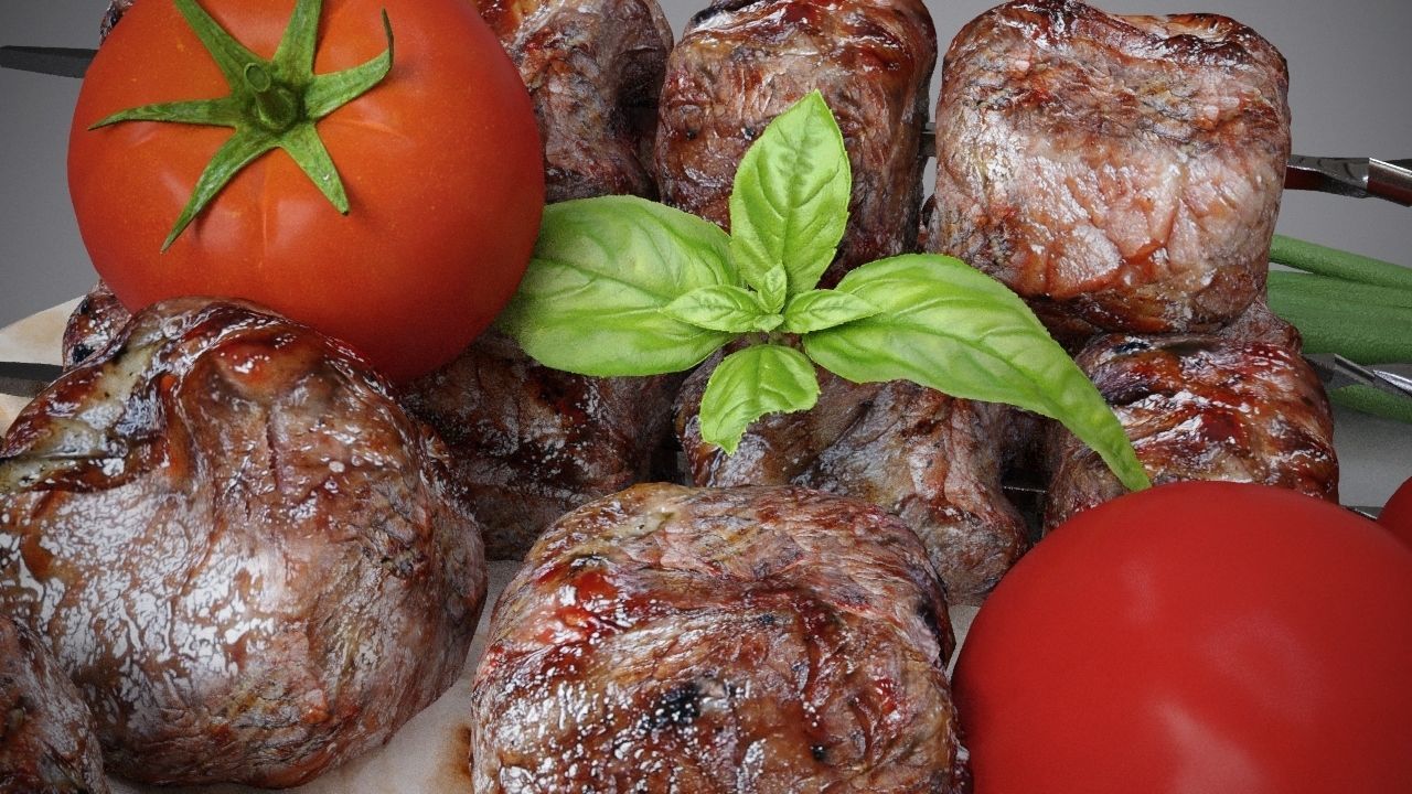 Grilled meat shashlik Barbecue 3D model_7