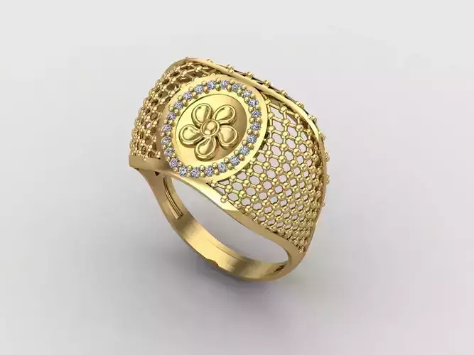 Women Ring With Stone Diamond Ready STL 3DM Models Womens Rings