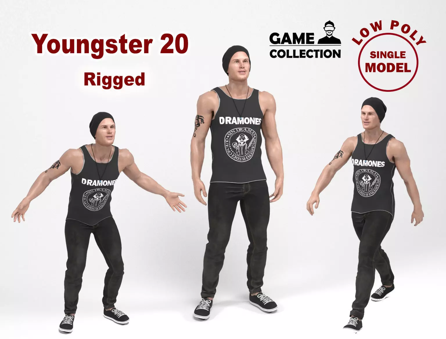 Youngster 20 Low-poly 3D model