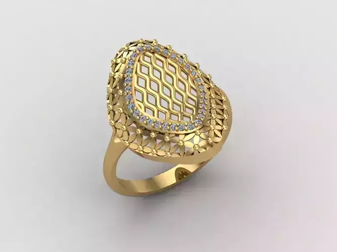 Women Ring With Stone Diamond Ready STL 3DM Models Womens Rings