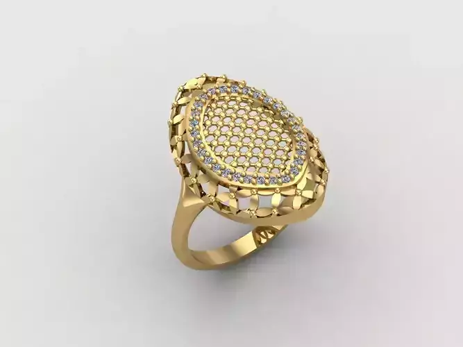 Women Ring With Stone Diamond Ready STL 3DM Models Womens Rings