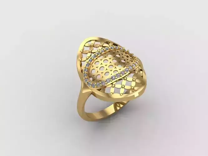 Women Ring With Stone Diamond Ready STL 3DM Models Womens Rings