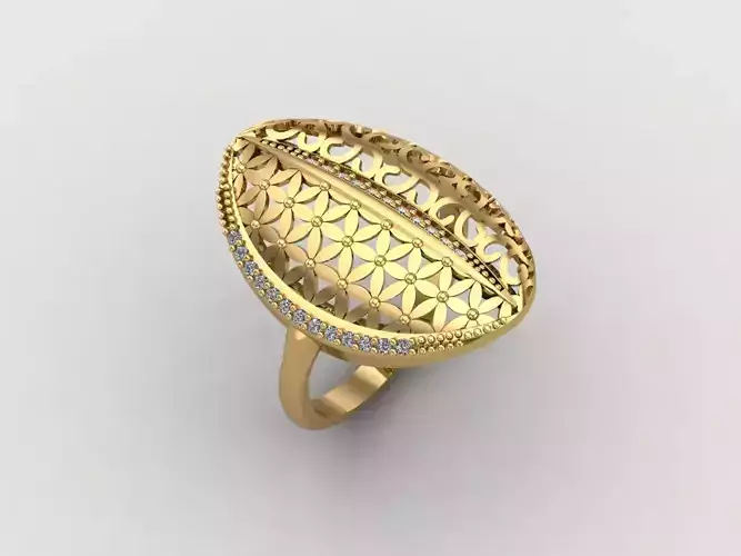 Women Ring With Stone Diamond Ready STL 3DM Models Womens Rings