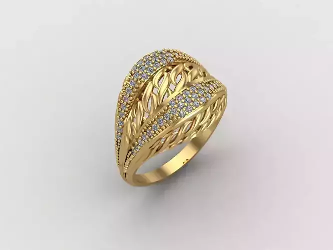 Women Ring With Stone Diamond Ready STL 3DM Models Womens Rings