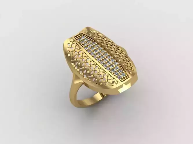 Women Ring With Stone Diamond Ready STL 3DM Models Womens Rings