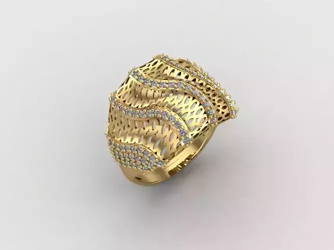 Women Ring With Stone Diamond Ready STL 3DM Models Womens Rings