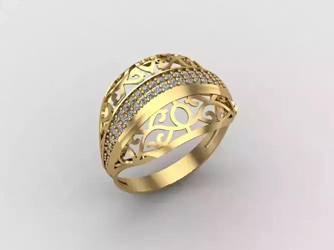 Women Ring With Stone Diamond Ready STL 3DM Models Womens Rings