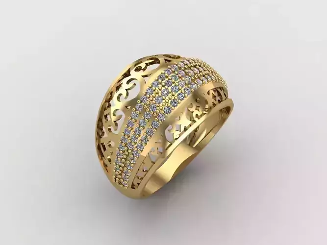 Women Ring With Stone Diamond Ready STL 3DM Models Womens Rings