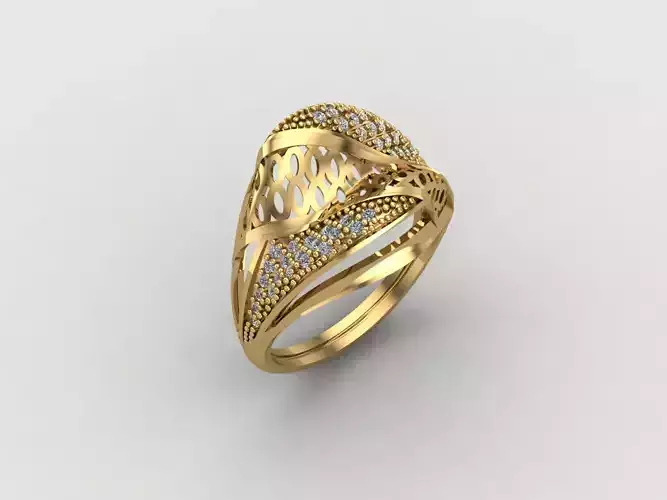 Women Ring With Stone Diamond Ready STL 3DM Models Womens Rings