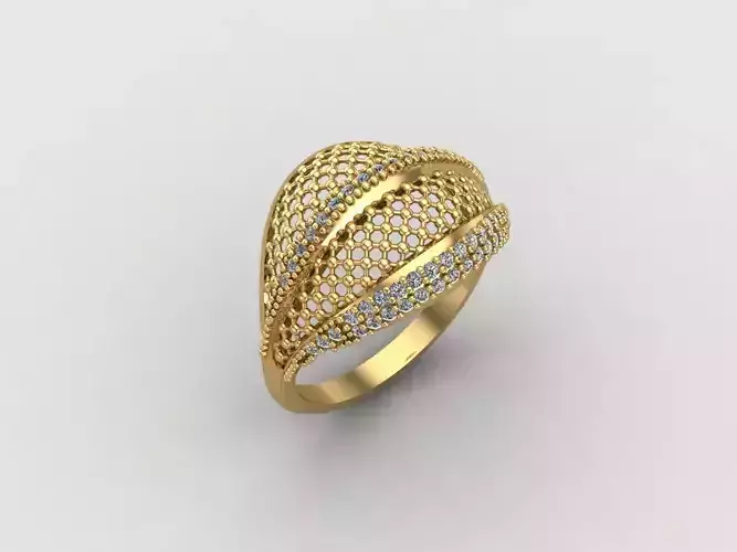 Women Ring With Stone Diamond Ready STL 3DM Models Womens Rings