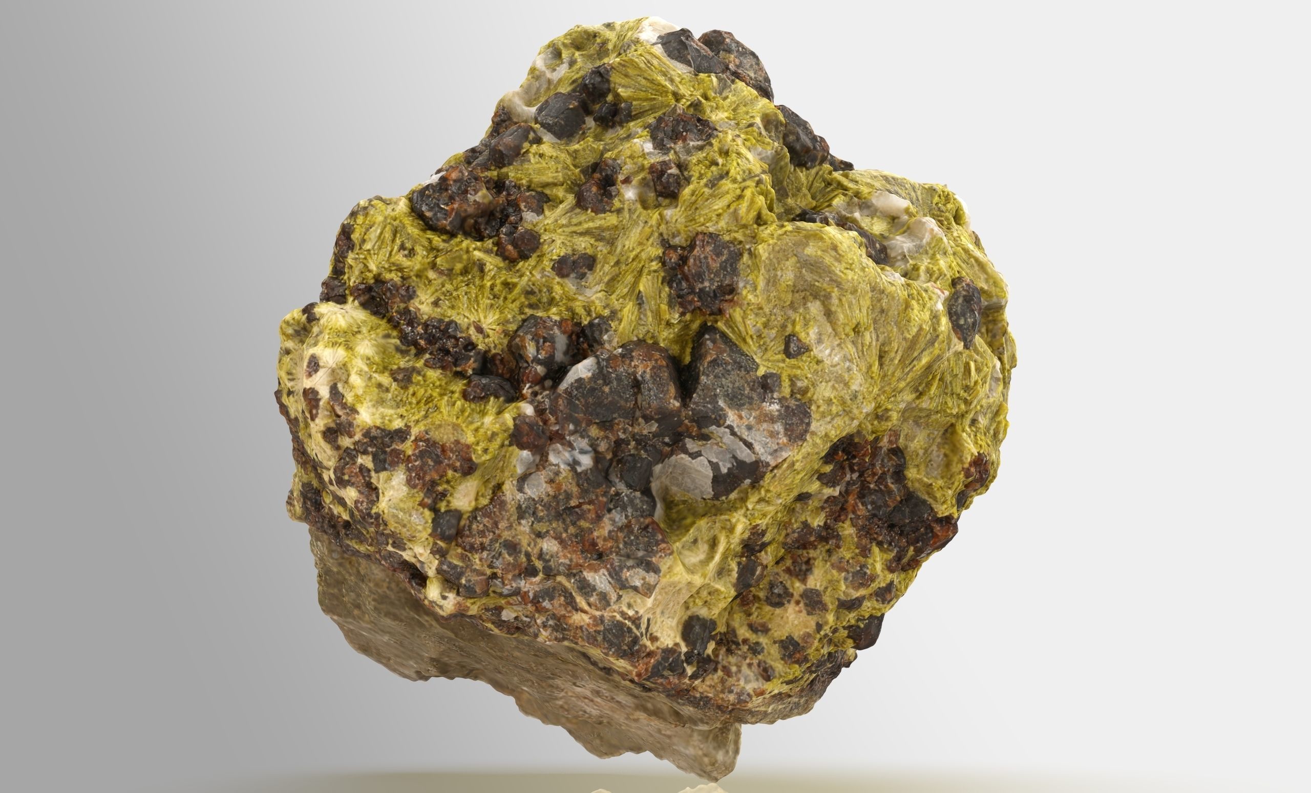 Feathery epidote with garnet Low-poly 3D model_5