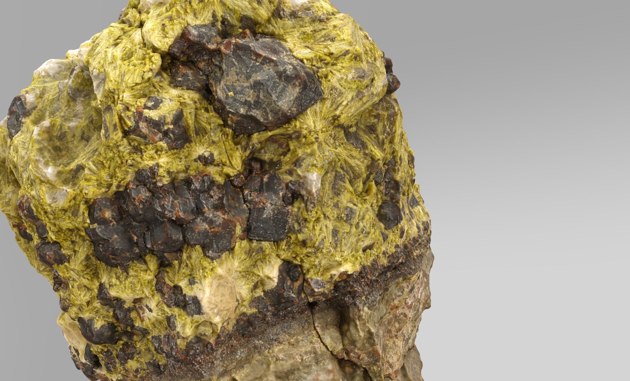 Feathery epidote with garnet Low-poly 3D model_2