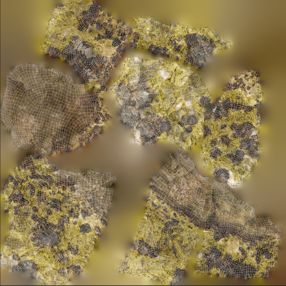 Feathery epidote with garnet Low-poly 3D model_7