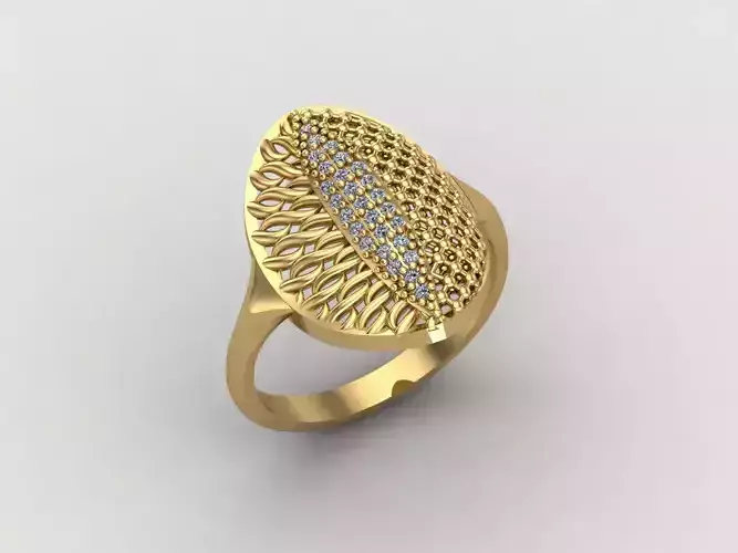 Women Ring With Stone Diamond Ready STL 3DM Models Womens Rings