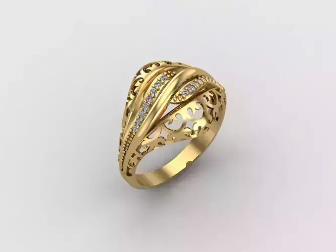 Women Ring With Stone Diamond Ready STL 3DM Models Womens Rings