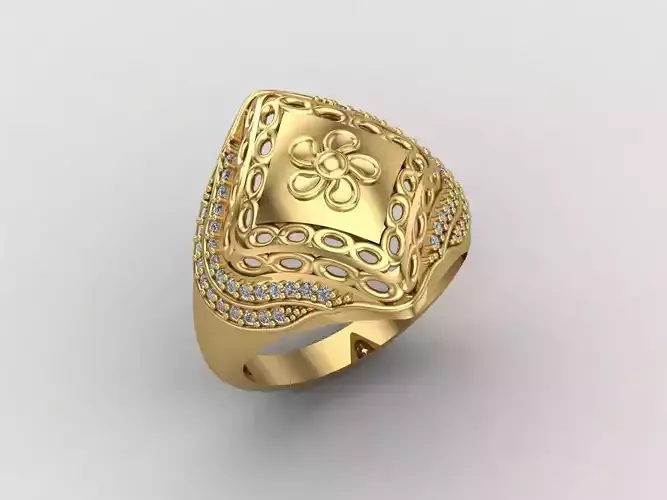 Women Ring With Stone Diamond Ready STL 3DM Models Womens Rings