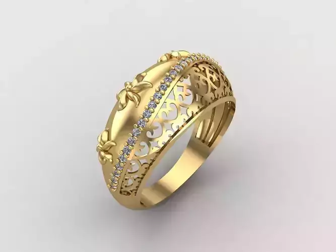 Women Ring With Stone Diamond Ready STL 3DM Models Womens Rings 