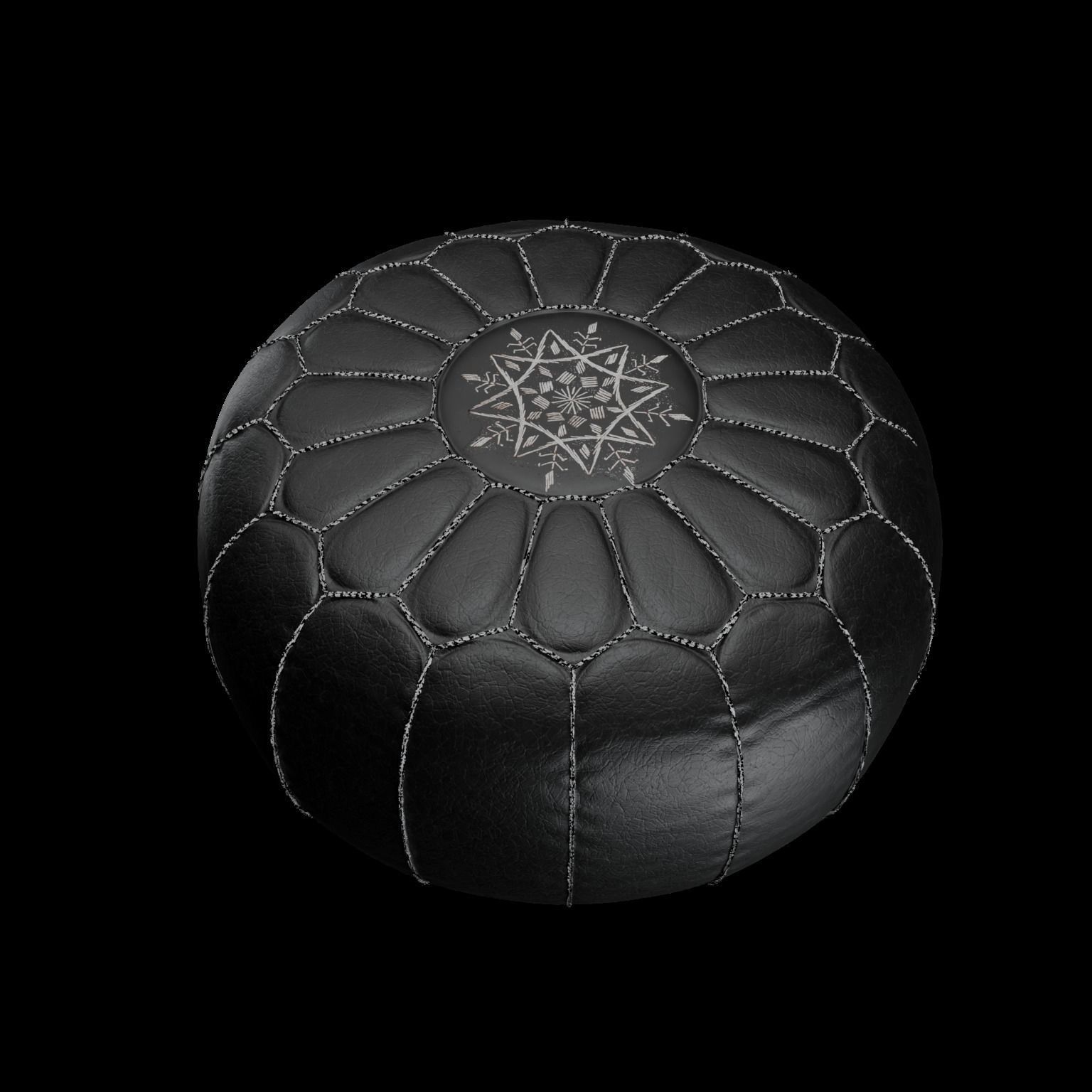Moroccan Black pouf 3D model_3
