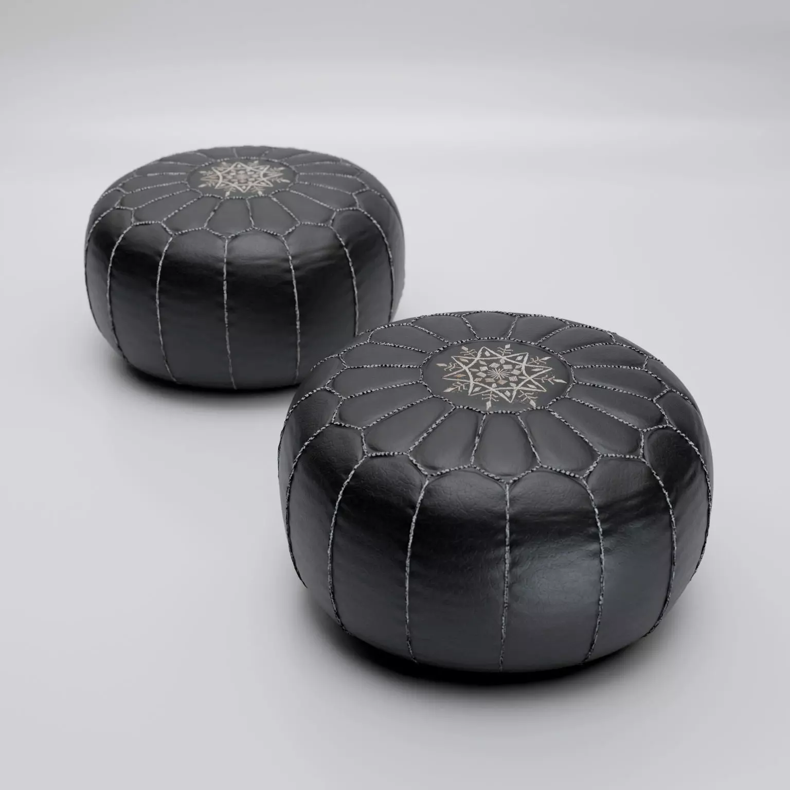 Moroccan Black pouf 3D model_0
